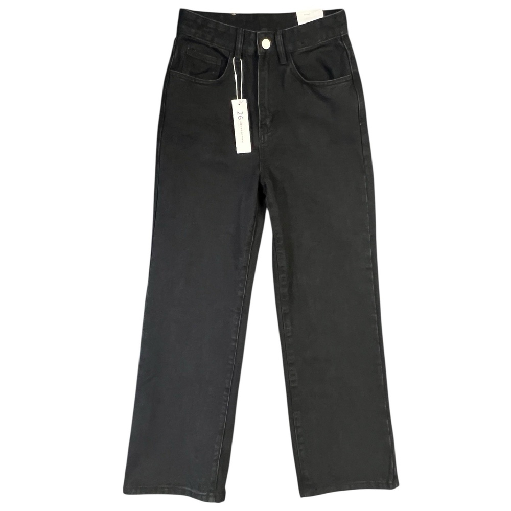 SHEIN Jeans Size 26 Wide Leg Black High Rise Non-Stretch Modern Comfortable‎ NEW